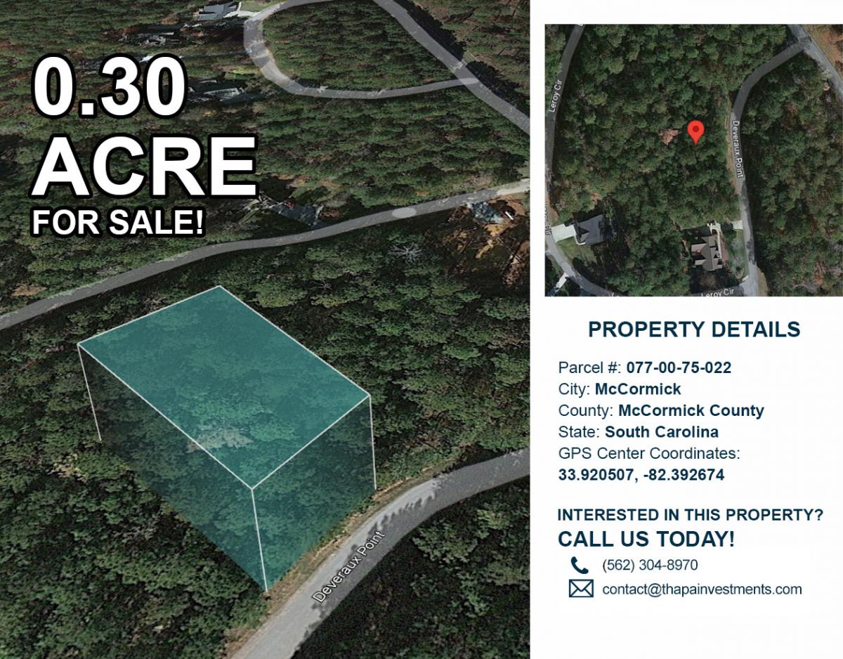 Picture of Residential Land For Sale in Mccormick, South Carolina, United States