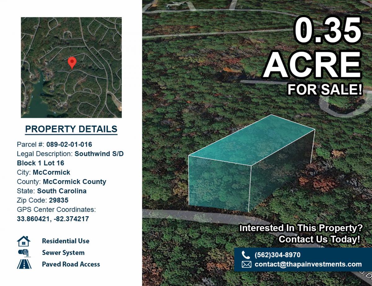 Picture of Residential Land For Sale in Mccormick, South Carolina, United States