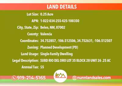 Residential Land For Sale in Los Lunas, New Mexico