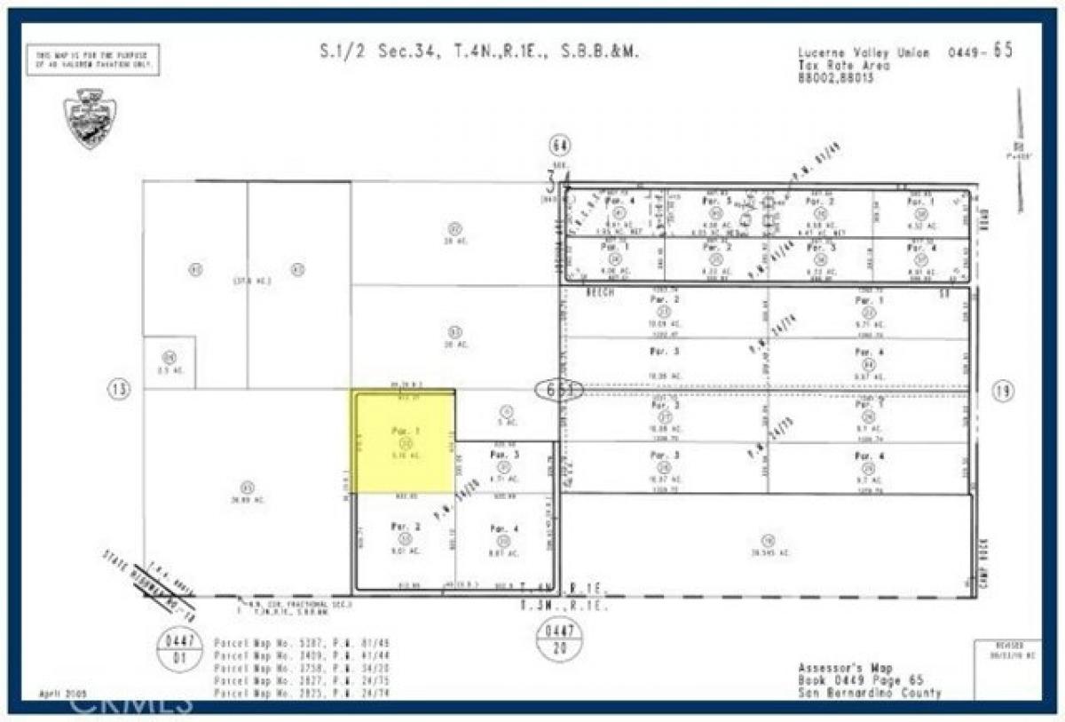 Picture of Residential Land For Sale in Lucerne Valley, California, United States