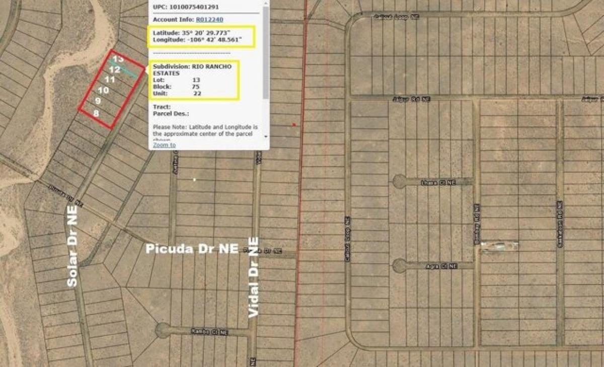 Picture of Residential Land For Sale in Rio Rancho, New Mexico, United States