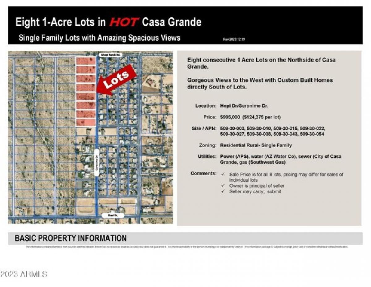 Picture of Residential Land For Sale in Casa Grande, Arizona, United States