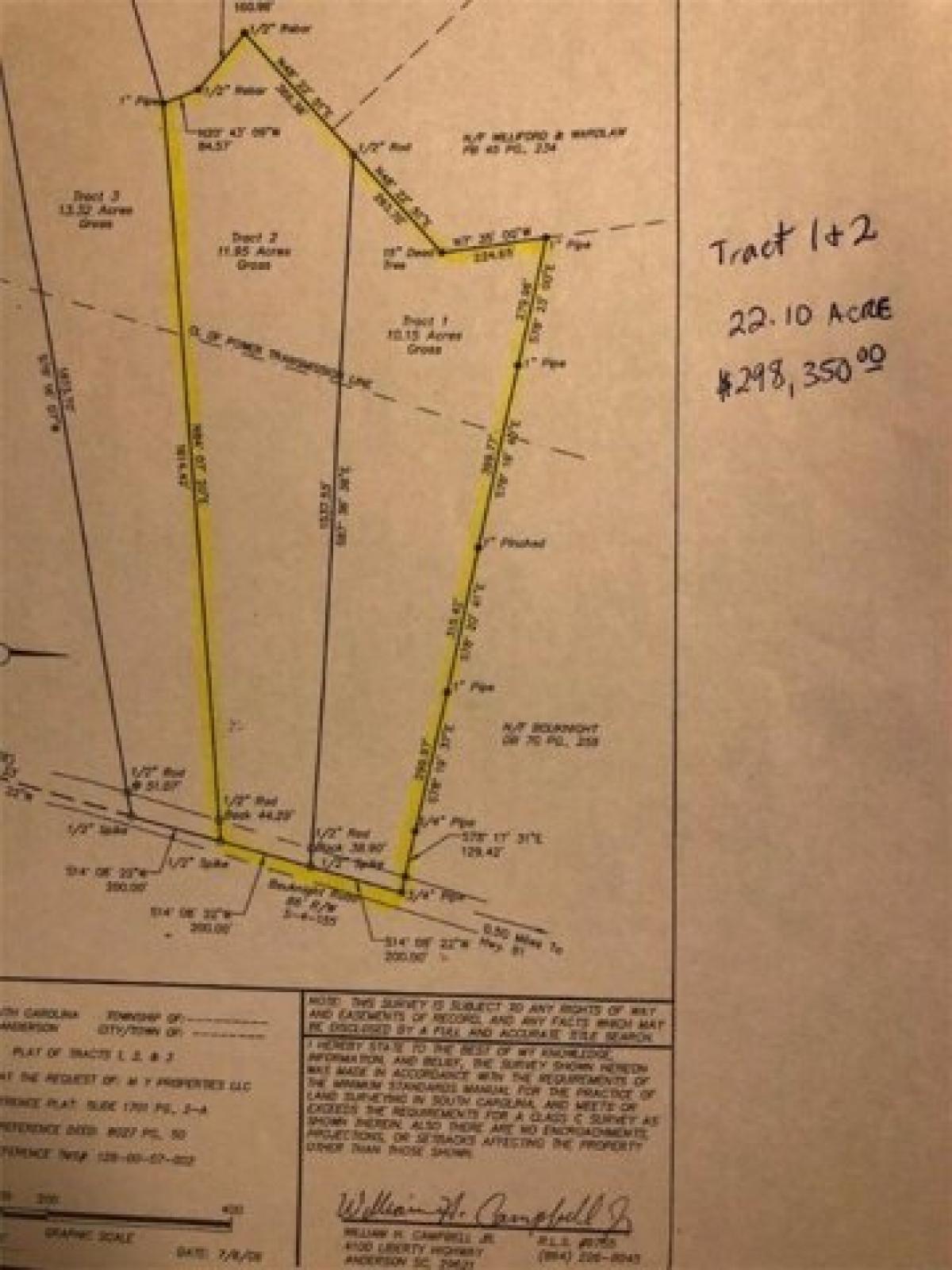 Picture of Residential Land For Sale in Starr, South Carolina, United States