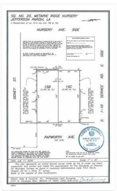 Residential Land For Sale in Metairie, Louisiana